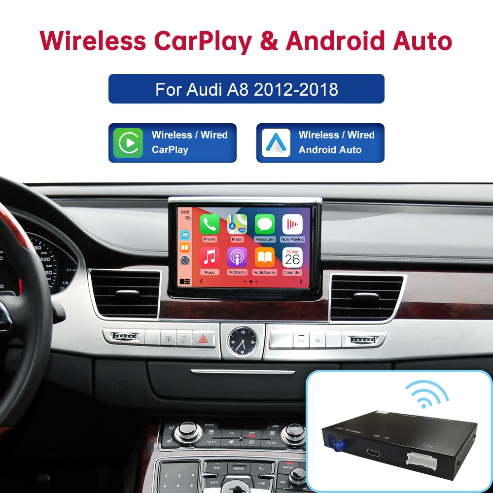 Carplay Interface Mirror Link Air Play Road Top Wireless Android Auto For Audi Car A8 2012-2018