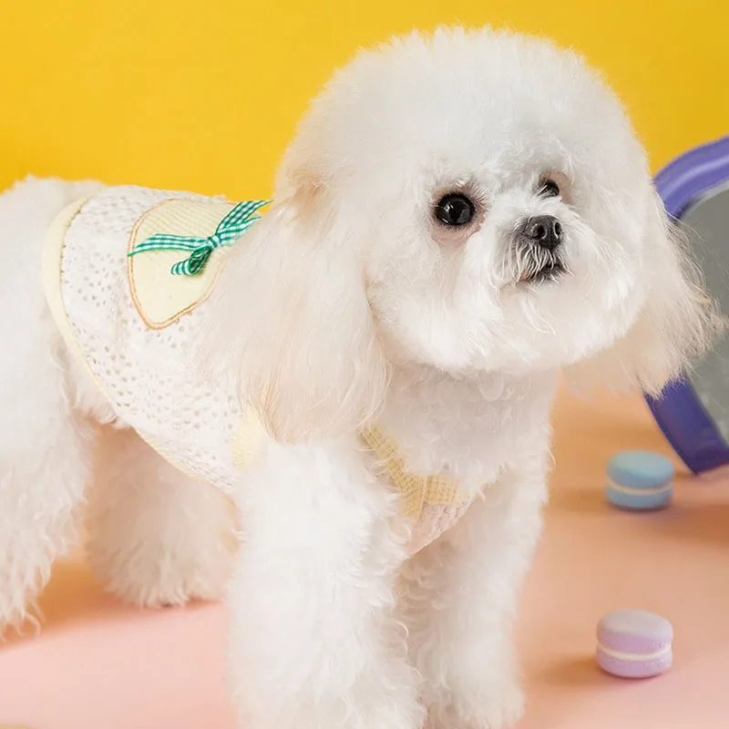 Puppy Love Clothes Cute Bow Sling Yorkshire Hollow Out Breathable Vest Teddy Bichon Frise Cool Mesh T-Shirt XS-XL