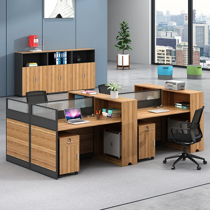 Office finance desk four-person computer desk simple modern screen card space staff