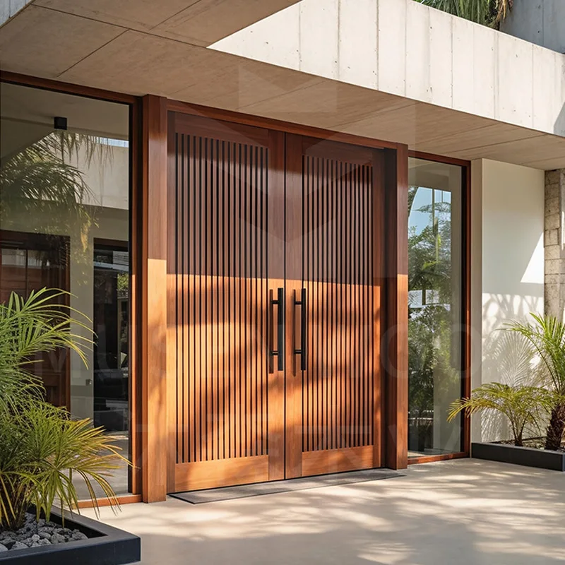 New Chinese-style solid wood villa door, double door, carved craft manufacturer customized light luxury grille anti-theft door
