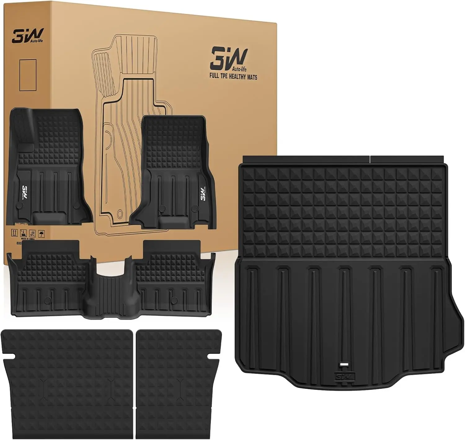 

Комплект всепогодных ковриков из TPE и защитный коврик в багажник для Dodge Charger EV Daytona 2024-2026, черный, полный комплект