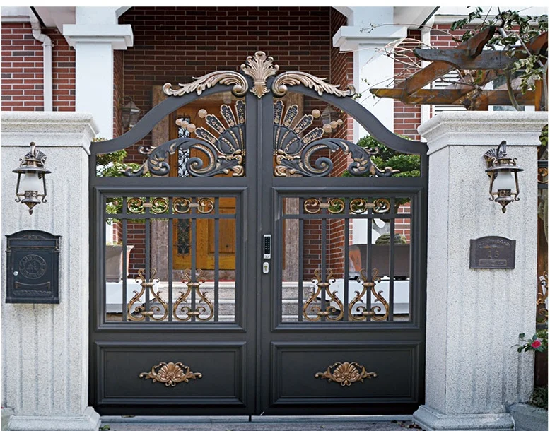 Luxury European Style Wrought Iron Main Gate China Aluminum Gate Driveway Gate