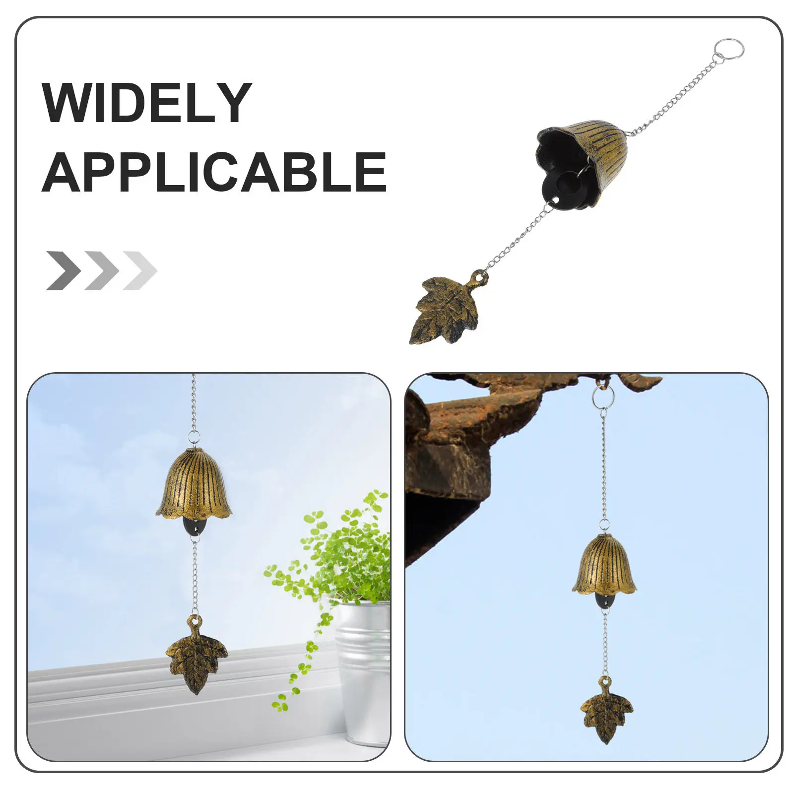2Pcs Japanese Wind Chime Cast Iron Outdoor Traditional Maple Leaf Design Soothing Tone Vintage Bronze Bell Porch Patio Garden