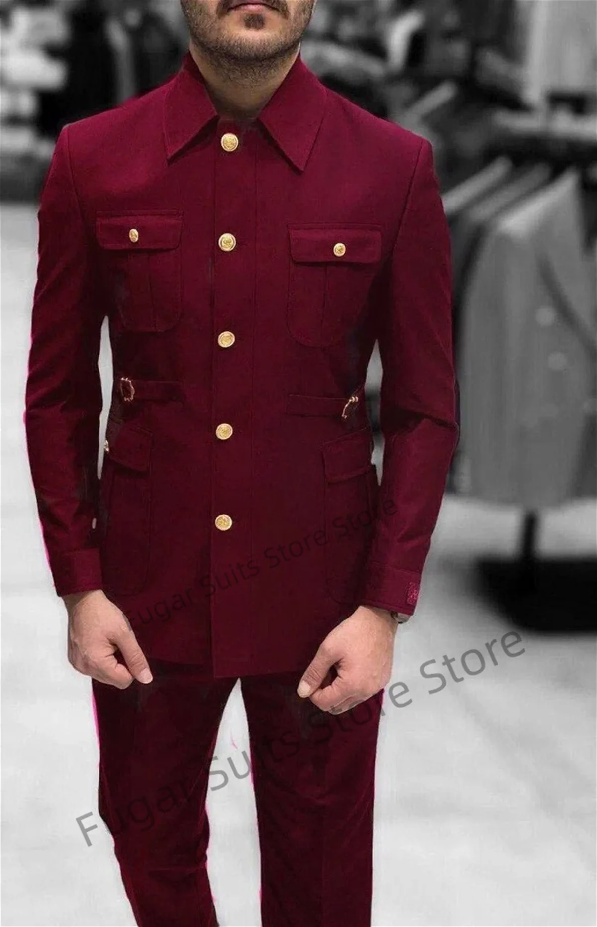 Men's Stand Collar Chinese Style Elegant Suits For Men Slim Fit Formal Groom Tuxedos Prom2 Pcs Classic Male Blazer Costume Homme