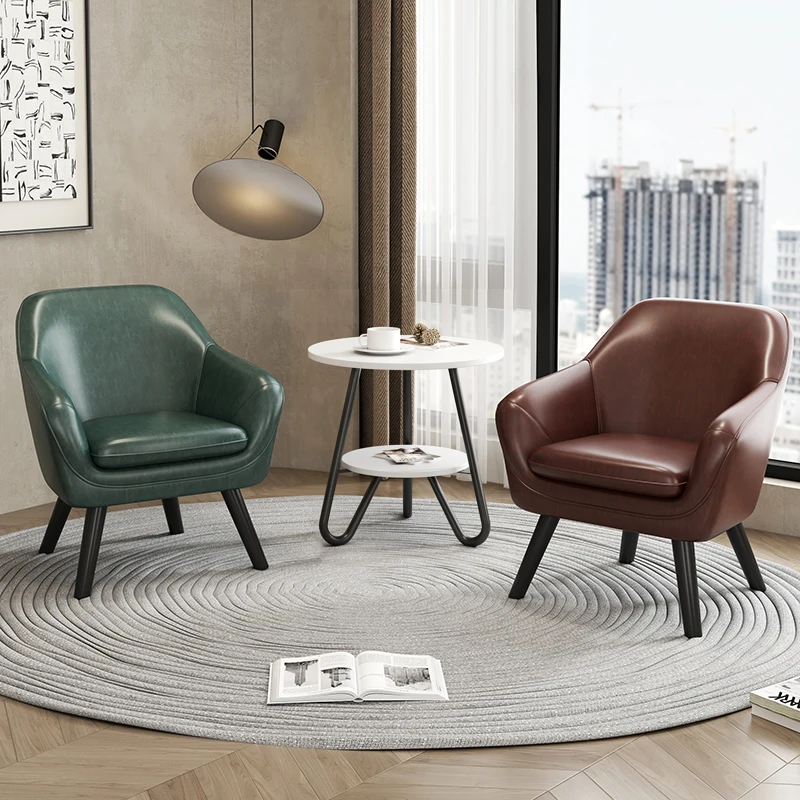 

Modern balcony lazy sofa single small apartment leisure chair hotel office coffee table light luxury leisure apartment leather