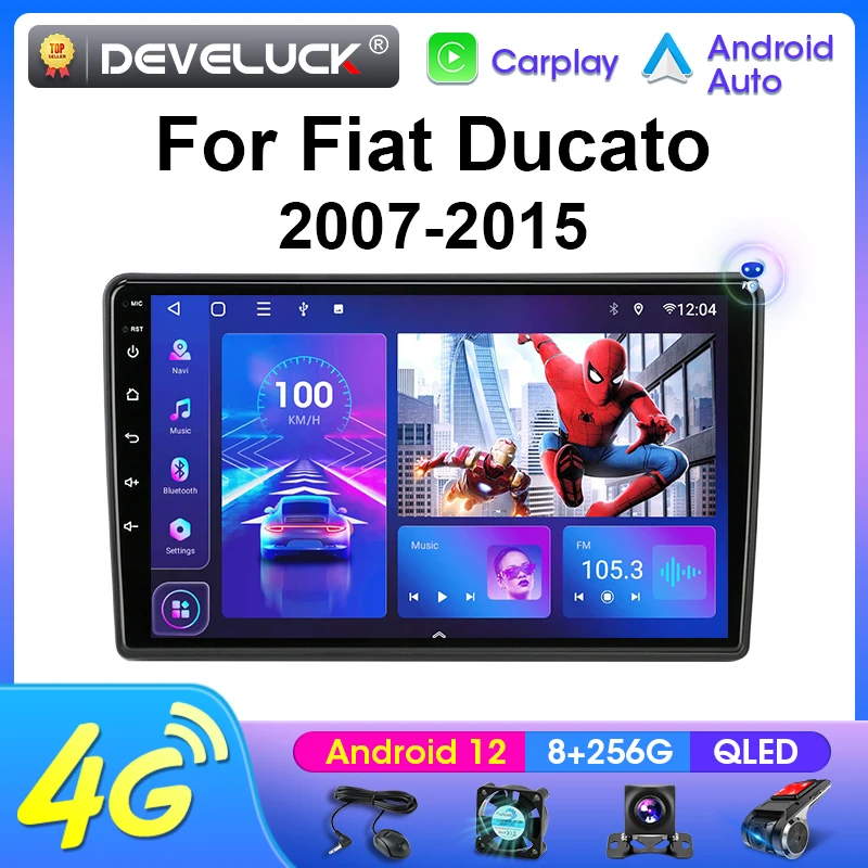 

2 Din Android 12 Car Radio Stereo Multimedia Video Player For Fiat Ducato Peugeot Boxer Citroen Jumper 2 2006 -2022 Carplay Auto