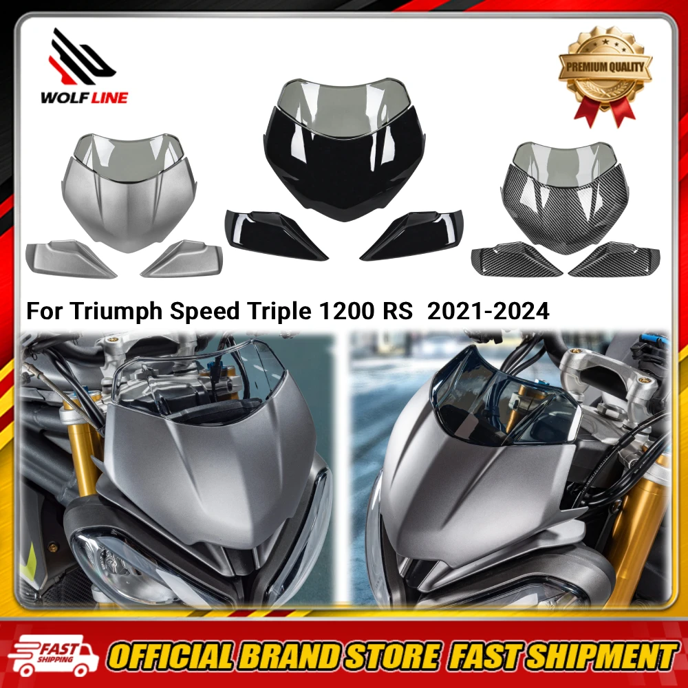 WOLFLINE Windschutzscheibe für Triumph Speed Triple 1200 RS 2021-2024 Reduziert Wind bei Landstraßenfahrten & Täglichen Fahrten