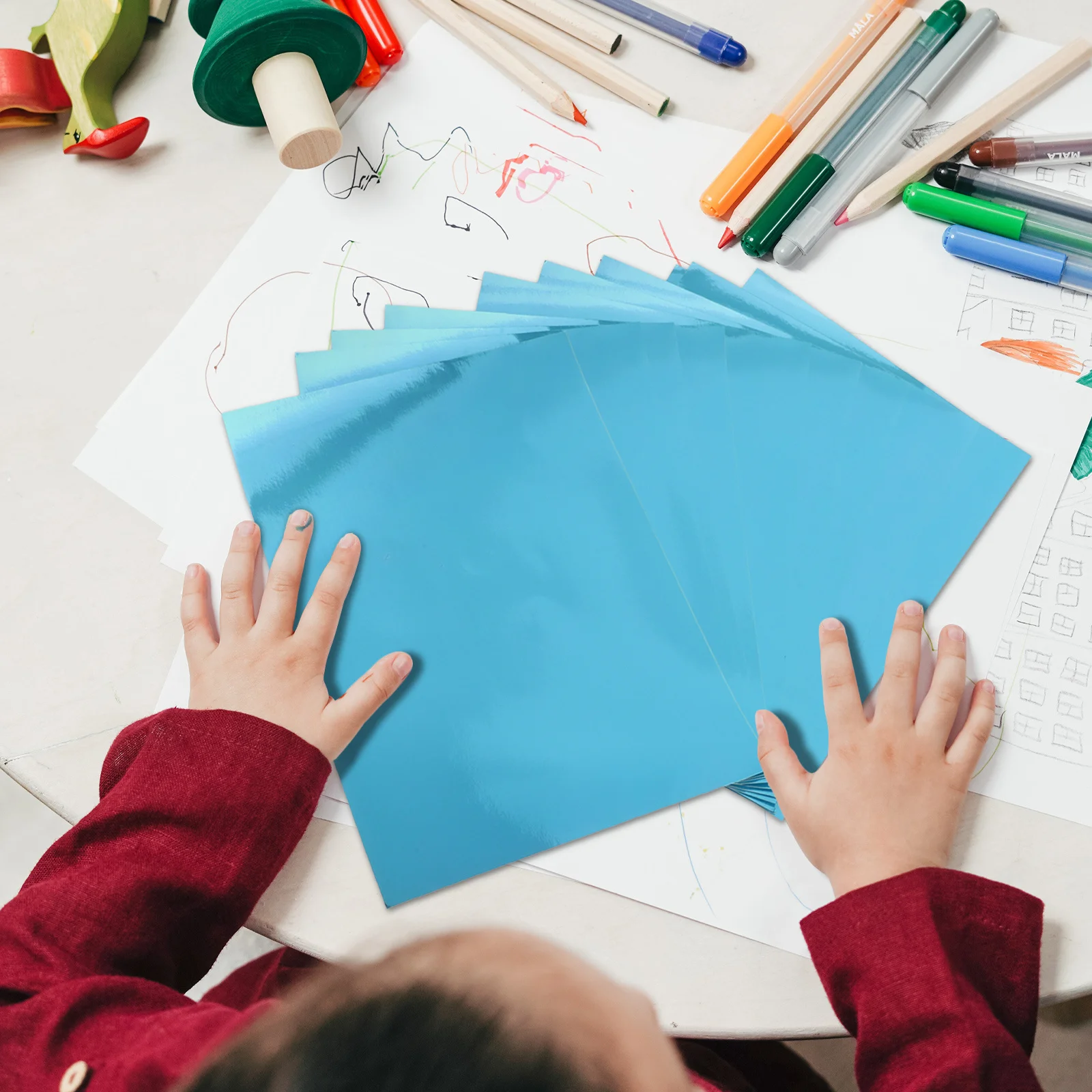 10 Sheets Metallic Mirror Finish A4 Cardstock for DIY Kids Crafts Scrapbooking Shiny Paper Invitations Decorative