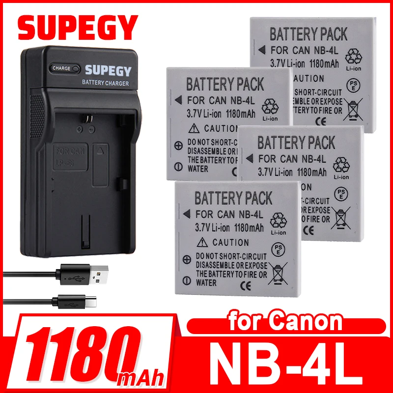 Batería para Cámara NB-4L Compatible con Canon IXUS 120IS 115HS 220HS 110IS 117HS 780IS 230HS IXUS 255HS
