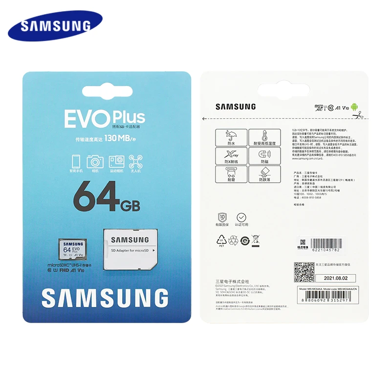 بطاقة ذاكرة samarma-Evo Plus MicroSDXC ، بطاقة فلاش أصلية ، هاتف وكاميرا ، 64 جيجابايت ، جيجابايت ، V30 ، A2 ، TF ، اقرأ