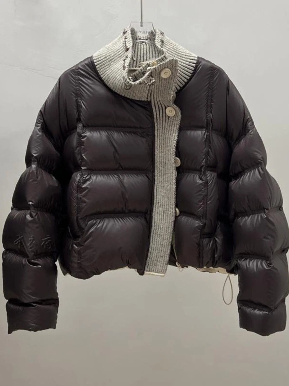 Faionable malha ort down Jaet branco Du pena casaco de pão de alta qualidade coreano Sle corte reto commute vento inverno Ne...