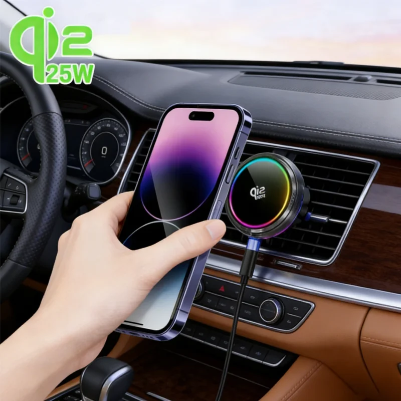 

VIKEFON Magnetic Wireless Car Charger 25W Qi2.2 Fast Charging Car Phone Mount for iPhone 17 16 15 14 13 Pro Max Fast Charging