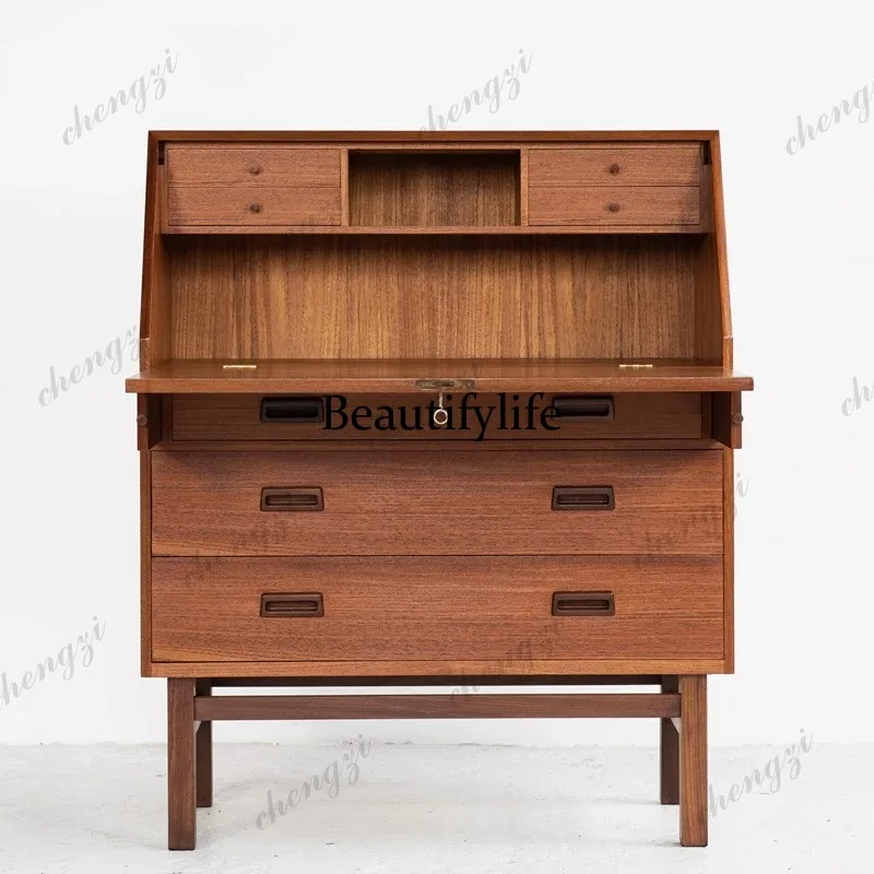Medieval solid wood retro Nordic locker teak side cabinet multi-functional storage cabinet