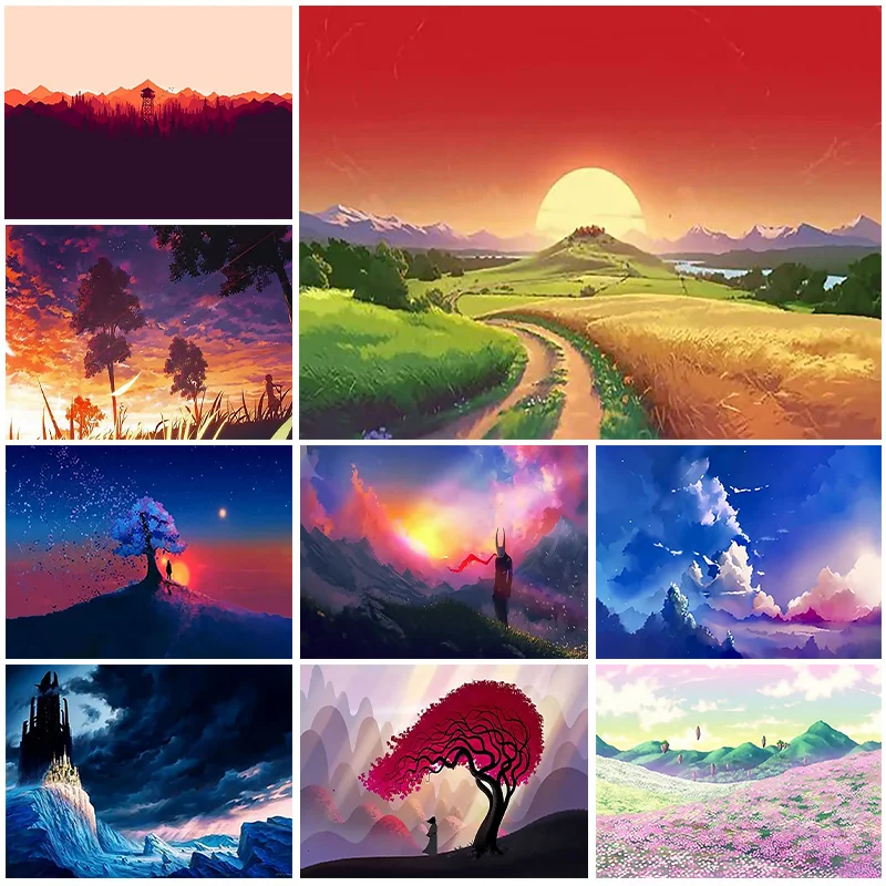 DIY 5D Diamond Painting Full Drill Oil Painting Landscape Diamond Mosaic Rhinestone Embroidery Kits Home Decor Gifts