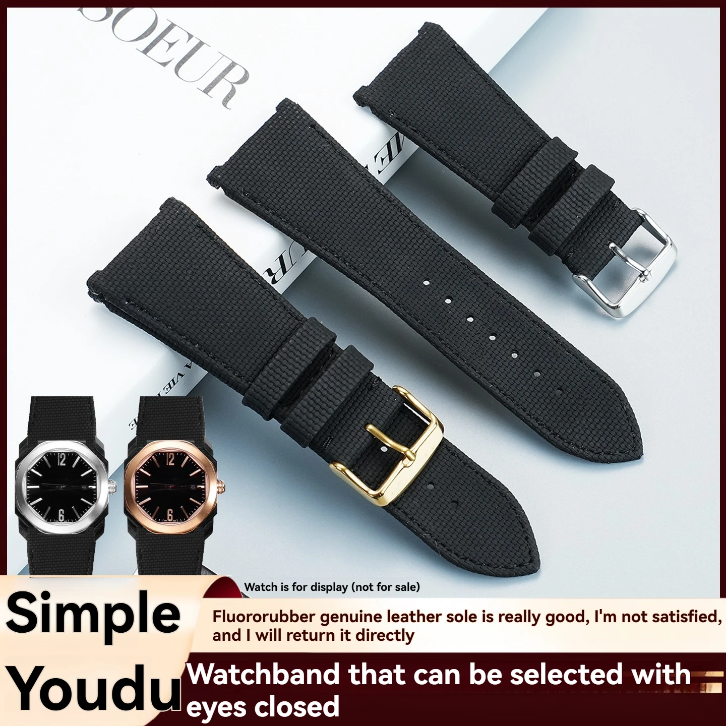 For BVLGARI OCTO Series 101964 102859 104163 102028 Fluororubber Watch Strap and Bracelet for Men 30mm