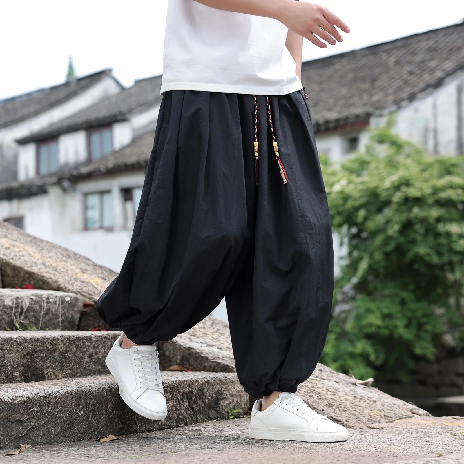 Pantalones Anchos de Verano para Hombre, Estilo Retro, Oversize, Harem, Hiphop, Street Beat, Harajuku, Casuales, para Mujer, Jogging