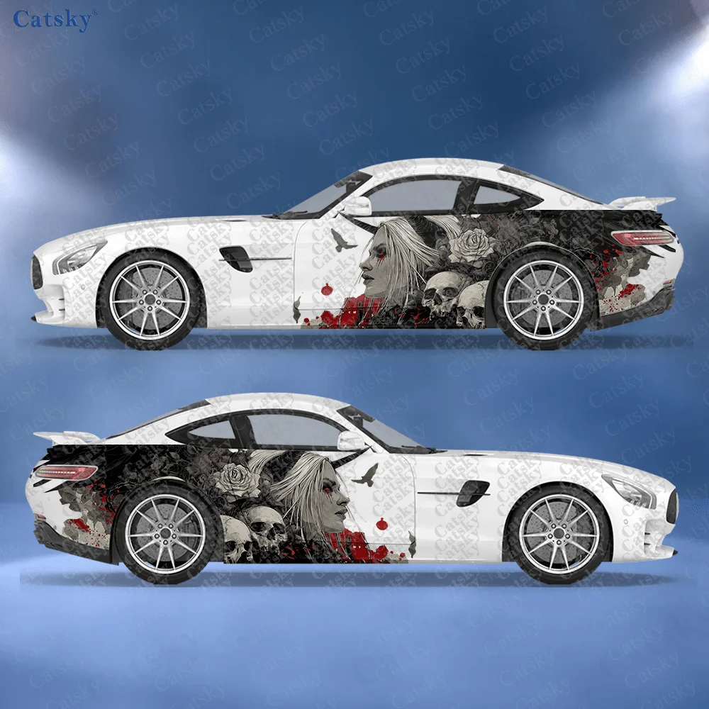 

2 шт. темно-синих наклеек на боковые части автомобиля с изображением павшего ангела. | Самоклеящиеся водонепроницаемые и устойчивые к царапинам наклейки из ПВХ, модные декоративные стикеры