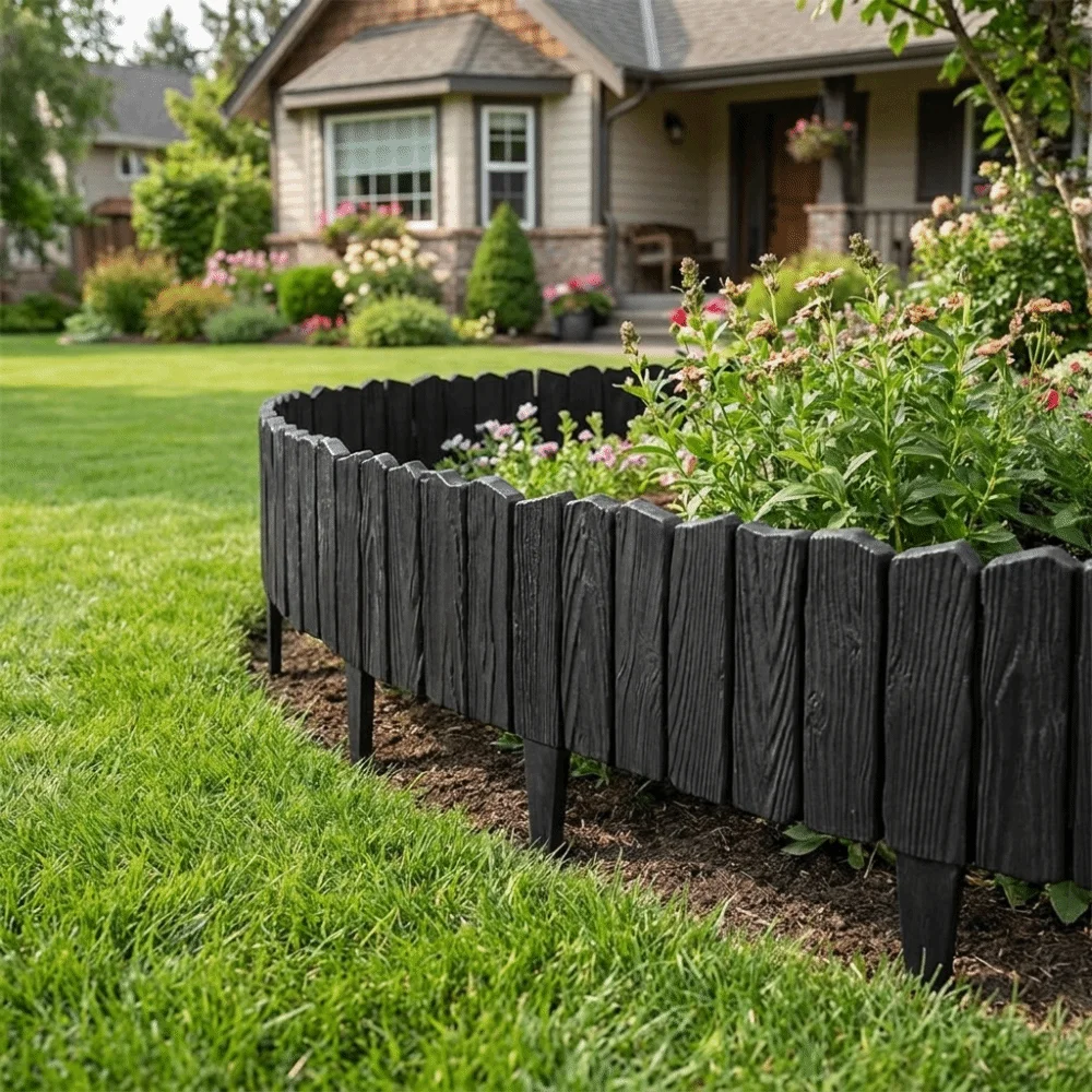 3pcs Plastic Material Garden Edging Border Interlocking Design Weather-Resistant Decorative Fence Panels Lightweight