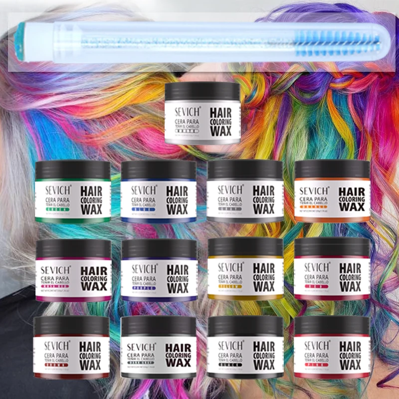 SEVICH Einmaliger, haarfärbter Schlamm zum Selbermachen, leicht zu waschen, Haarfarbe, Wachs, langanhaltende Haarfarbe, Creme, temporäre Formpaste, 13 Farben