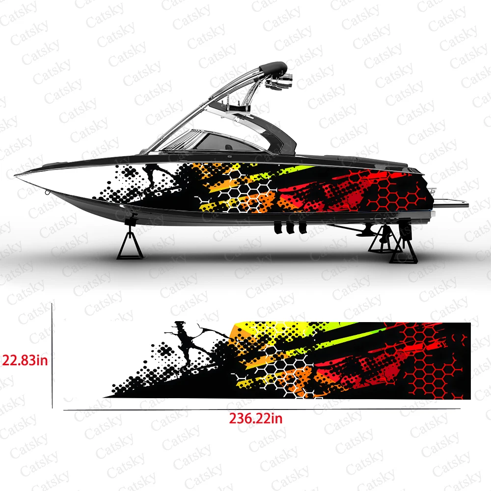 abstract line graphics Boat Stickers Vinyl Boat Wrap for Pontoonman Console Deck Boat Fishing Platform Decal Sticker