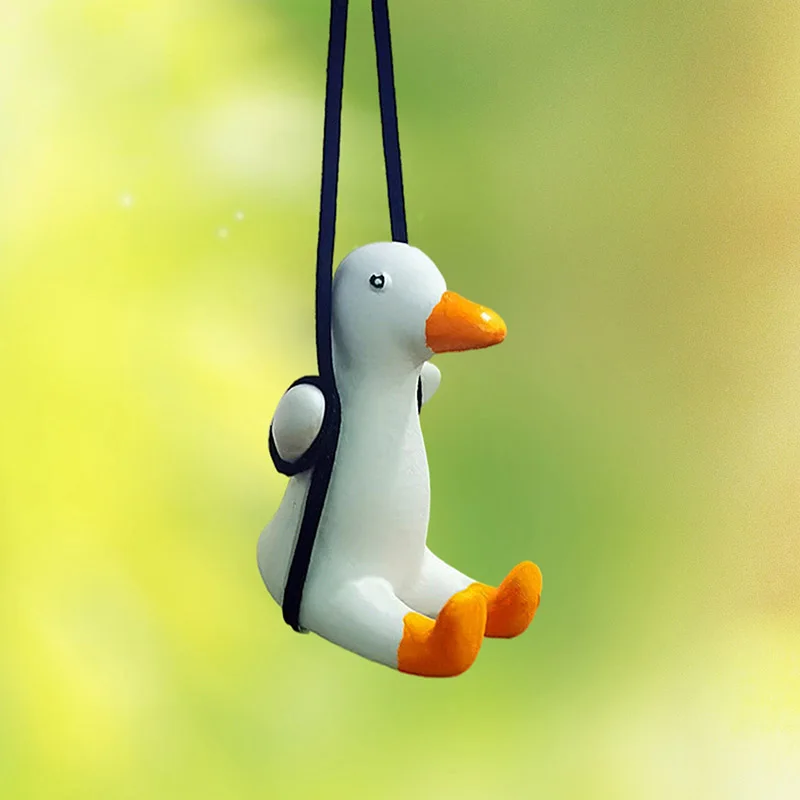 Cute Little Duck Car Pendant Gypsum Swing Duck Auto Hanging Decorations Car-styling Rear View Mirror Pendant Accessories