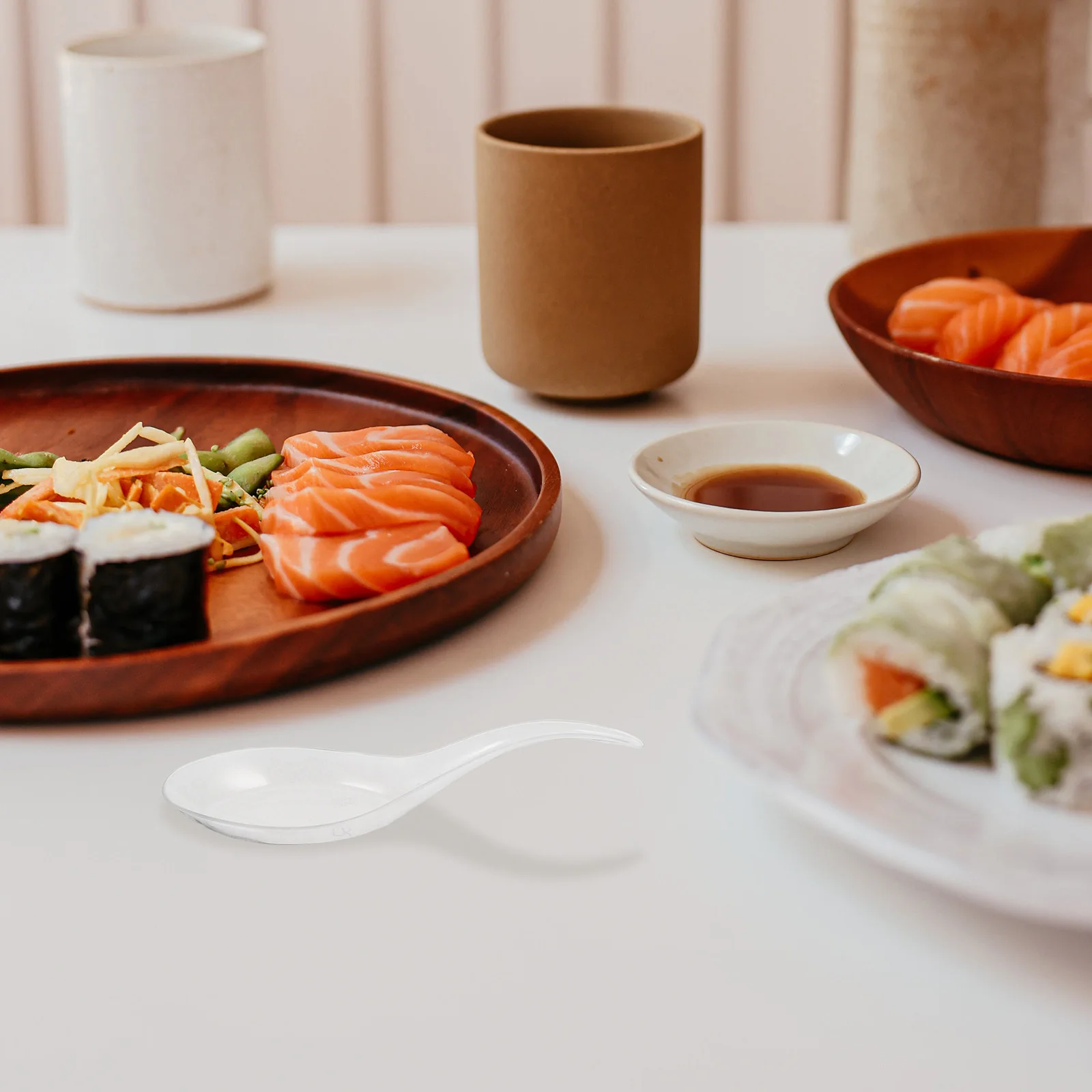 

100Pcs Clear Mini Plastic Appetizer Spoons 4.7 Inch Tasting Spoons for Desserts Sushi Soups Dips Catering Events