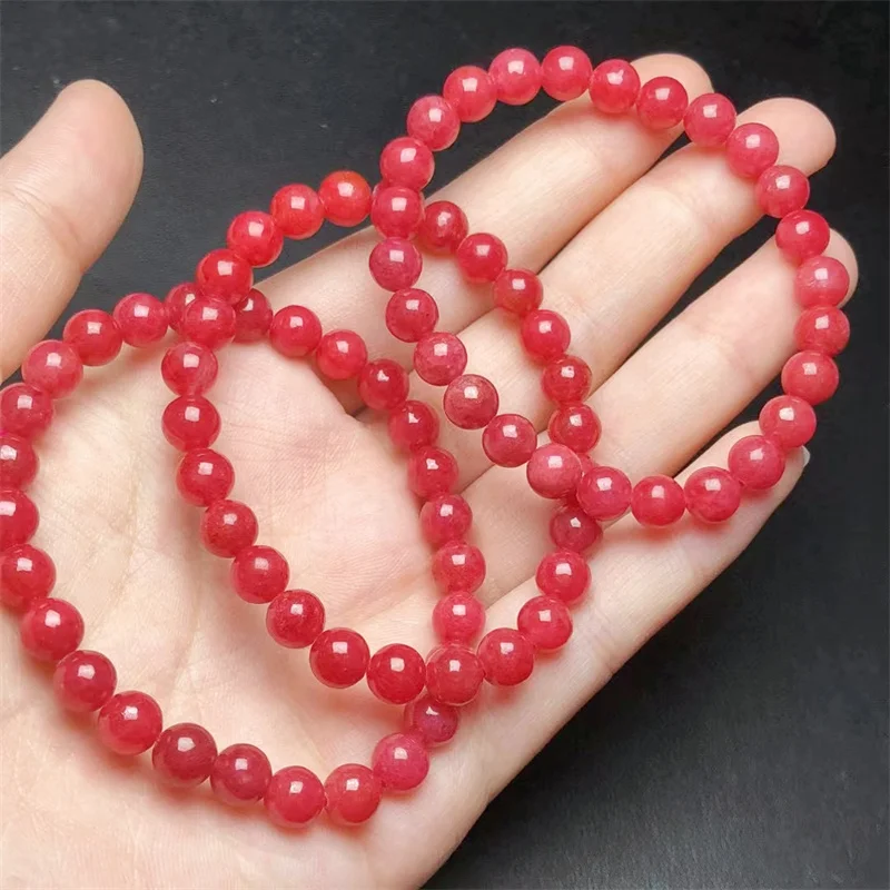 

Natural Red Rhodonite Bracelets Round Beads For Quartz Rhodochrosite Bracelet Women Girls Jewelry Gemstone Bracelets 1pcs 7.5MM