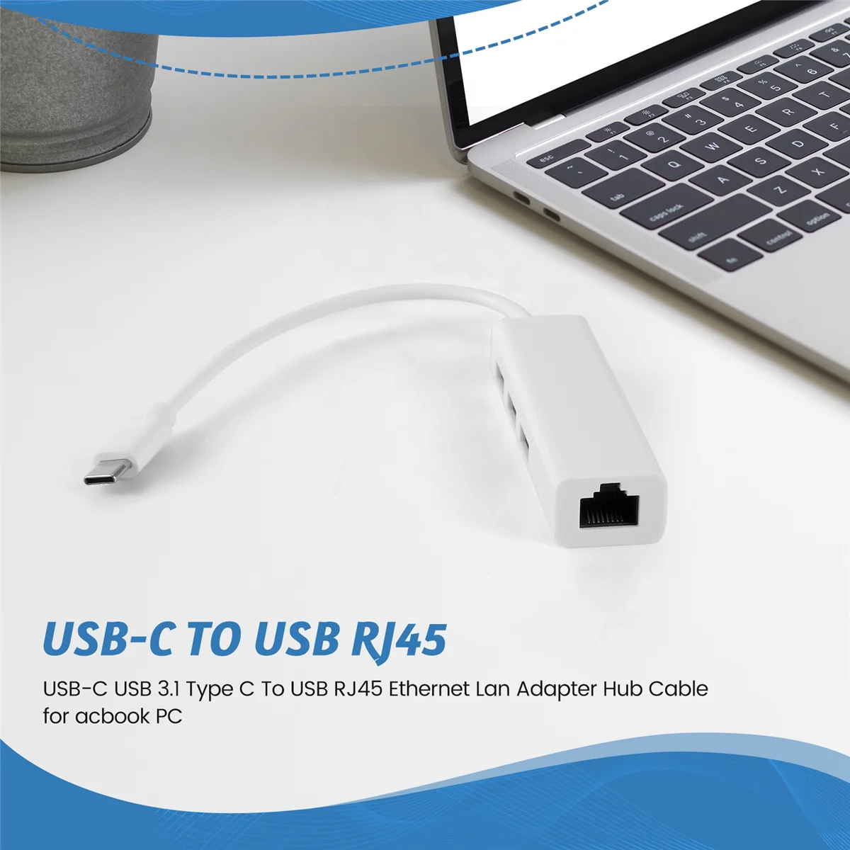T85C USB-C USB 3.1 Type C To USB RJ45 Ethernet Lan Adapter Hub Cable for PC