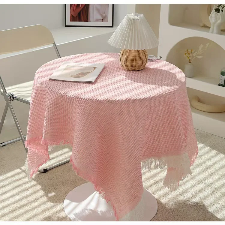 White Tablecloth Round Table Square Mat Premium Dining Tablecloth French Light Luxury Photography Backdrop Cloth