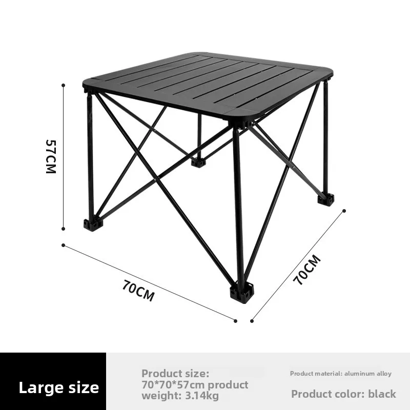 Aluminum Alloy Folding Outdoor Camping Table Portable Picnic BBQ Square Road Trip Camping Table Foldable Outdoor Table Black