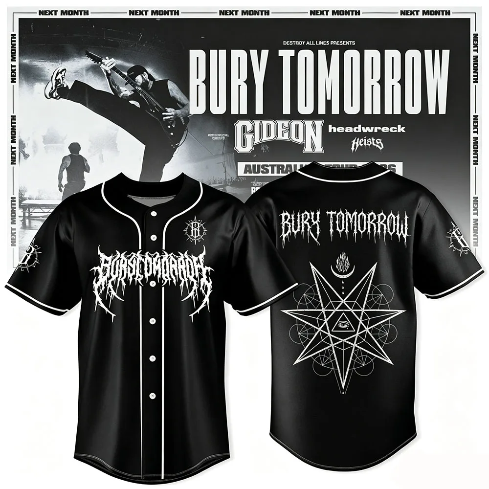Bury Tomorrow Will You Haunt Me Baseball Jersey Unisex Button‑Up Mesh Short Sleeve T-shirt Graphic Hip Hop Streetwear Men Women