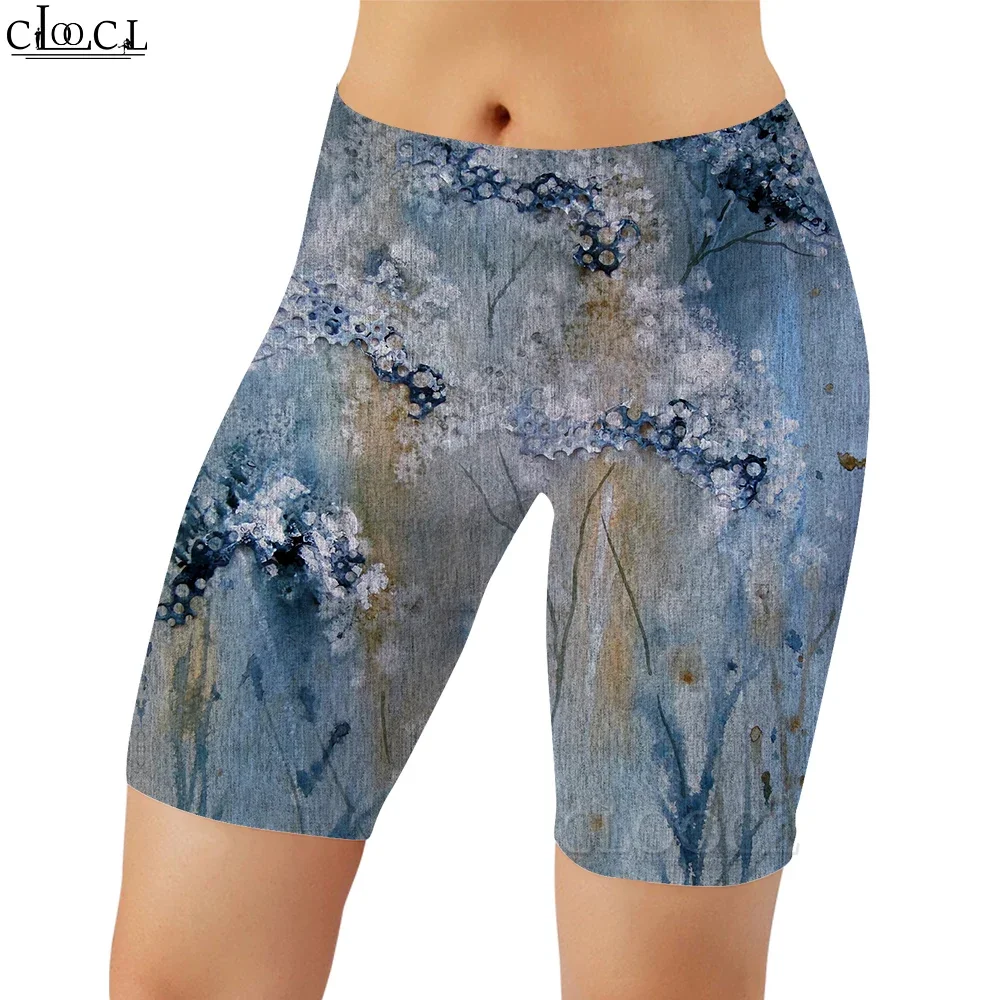 

CLOOCL Women Legging Retro Pattern 3D Printed Shorts Pants for Female Workout High Waist Knee-Length Pants Summer Shorts 2022
