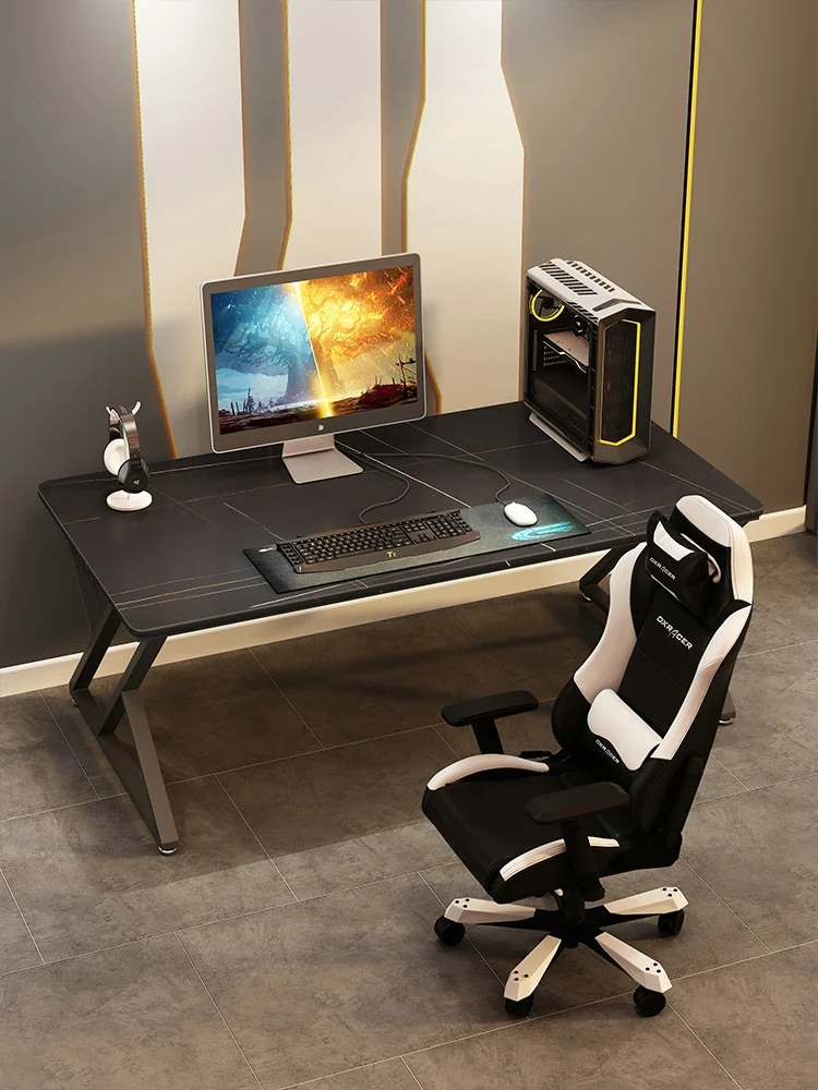 The product can be customized. Rock-board esports table Modern double computer desktop table Home bedroom desk