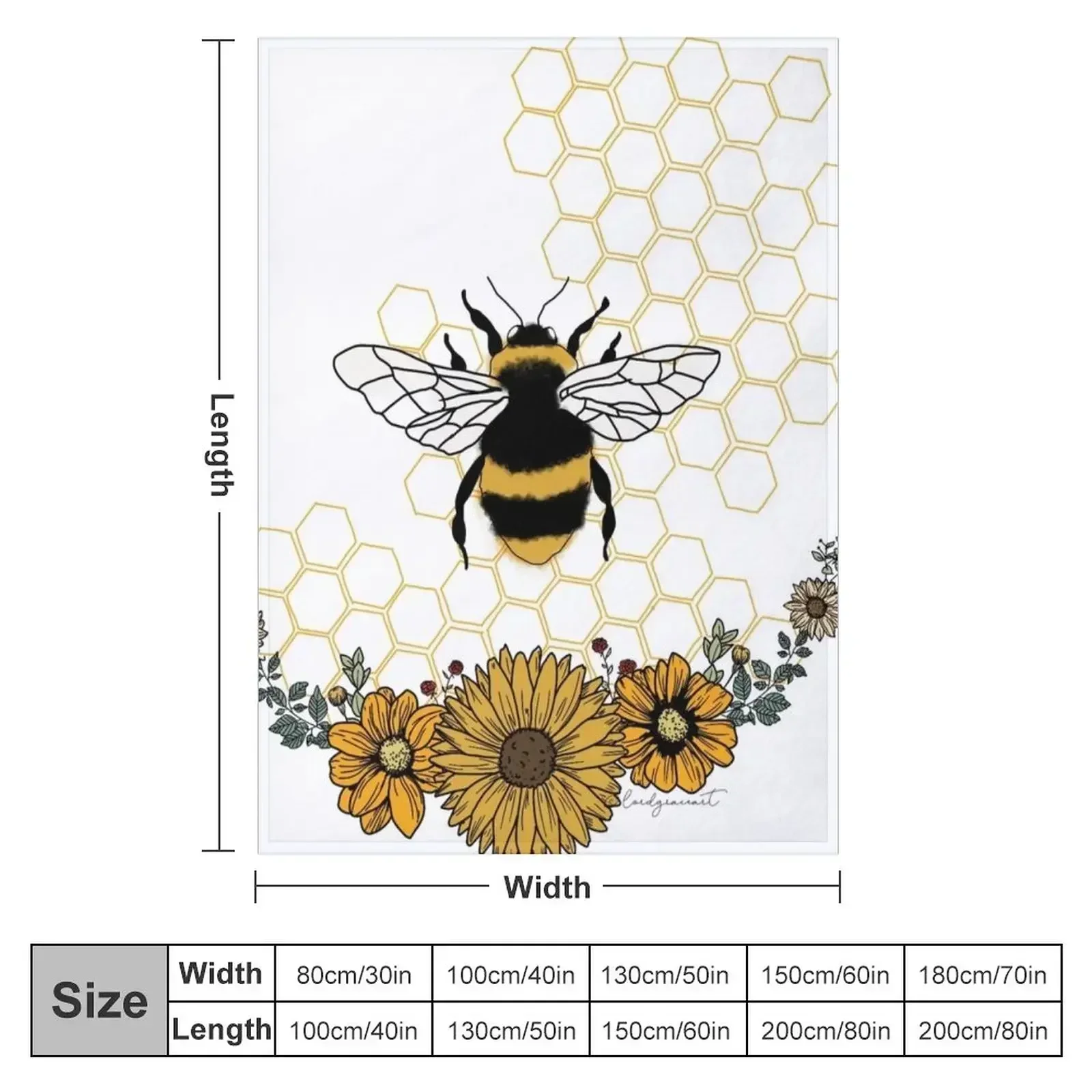 Sunflower Bee- Honey Comb Yellow Throw Blanket Luxury blankets ands Fashion Sofas Kid'S Blankets