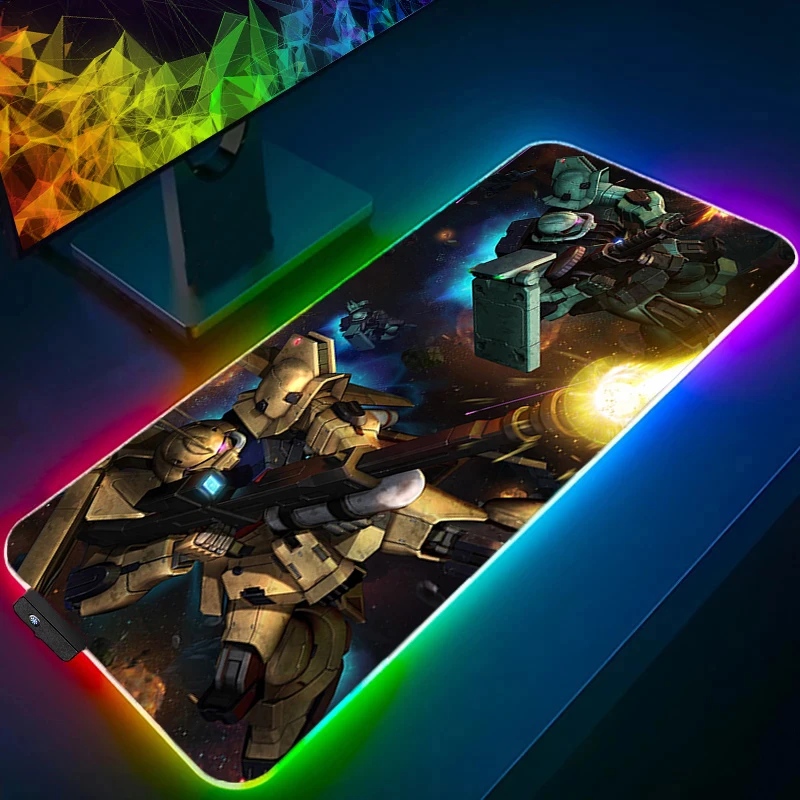

Natural Rubber LED Mouse Pad Anime Gaming RGB Mousepad M-mechanical Warrior G-gundam Gamer Computer Keyboard Desk Mat Backlight