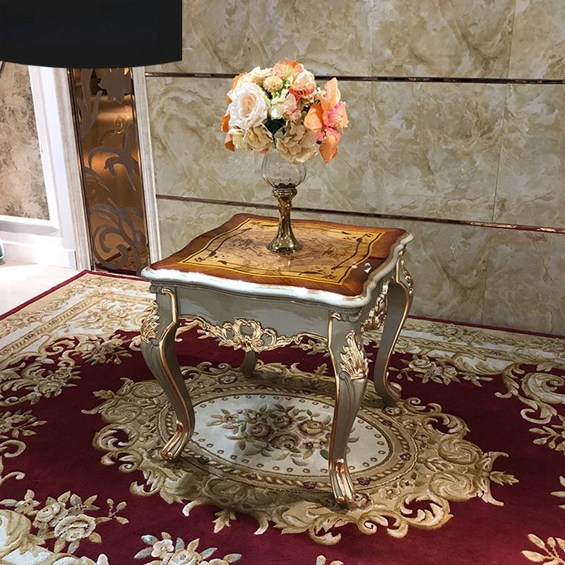 Ruisen Noble European Corner Table, Small Tea Table, Living Room, Sofa Side Table, Luxury Solid Wood Carved Telephone Table