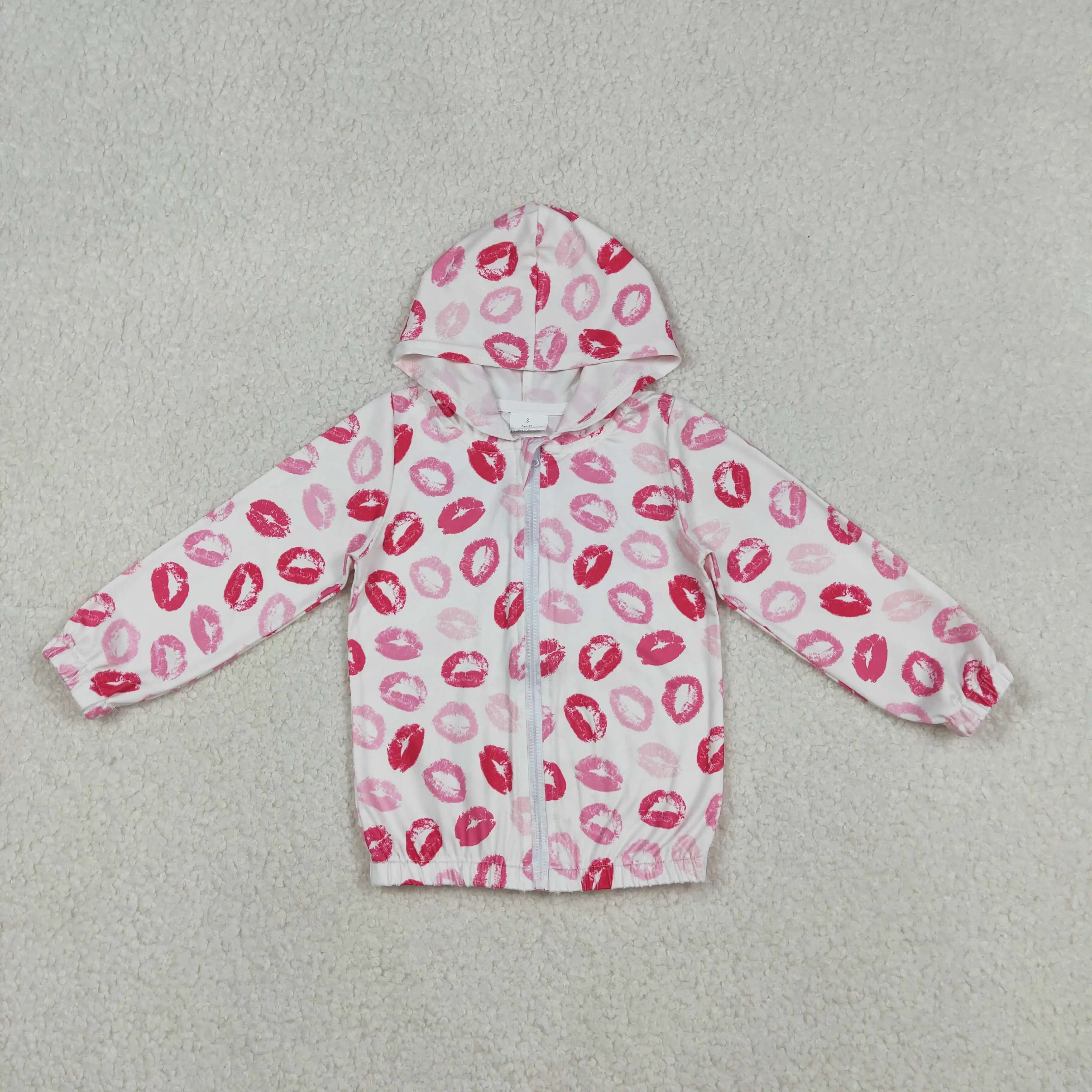 

X12.15 Valentine's Day wholesale baby girl jacket leopard print white hooded long-sleeved top