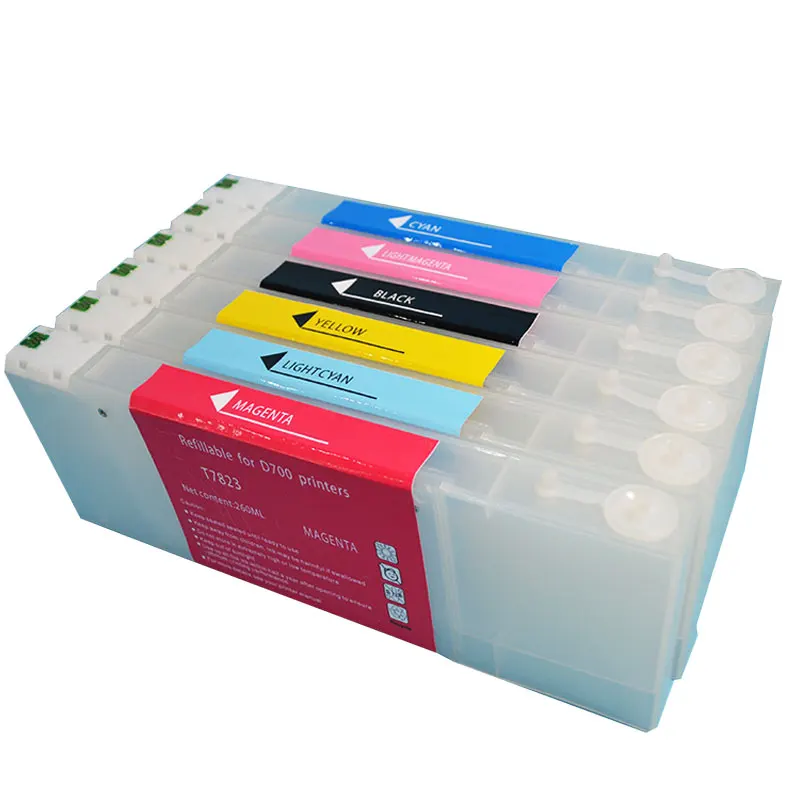 6Colors/Set T7821-T7826 Empty Refillable Ink Cartridge With Chip For Epson SureLab SL-D700  Printer