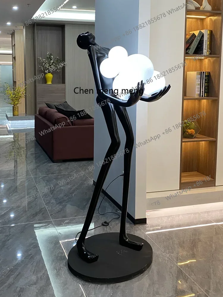 H178Humanoid, sculpture, floor lamp, light luxury human decoration ornament next to the sofa in the living room, stand lamp