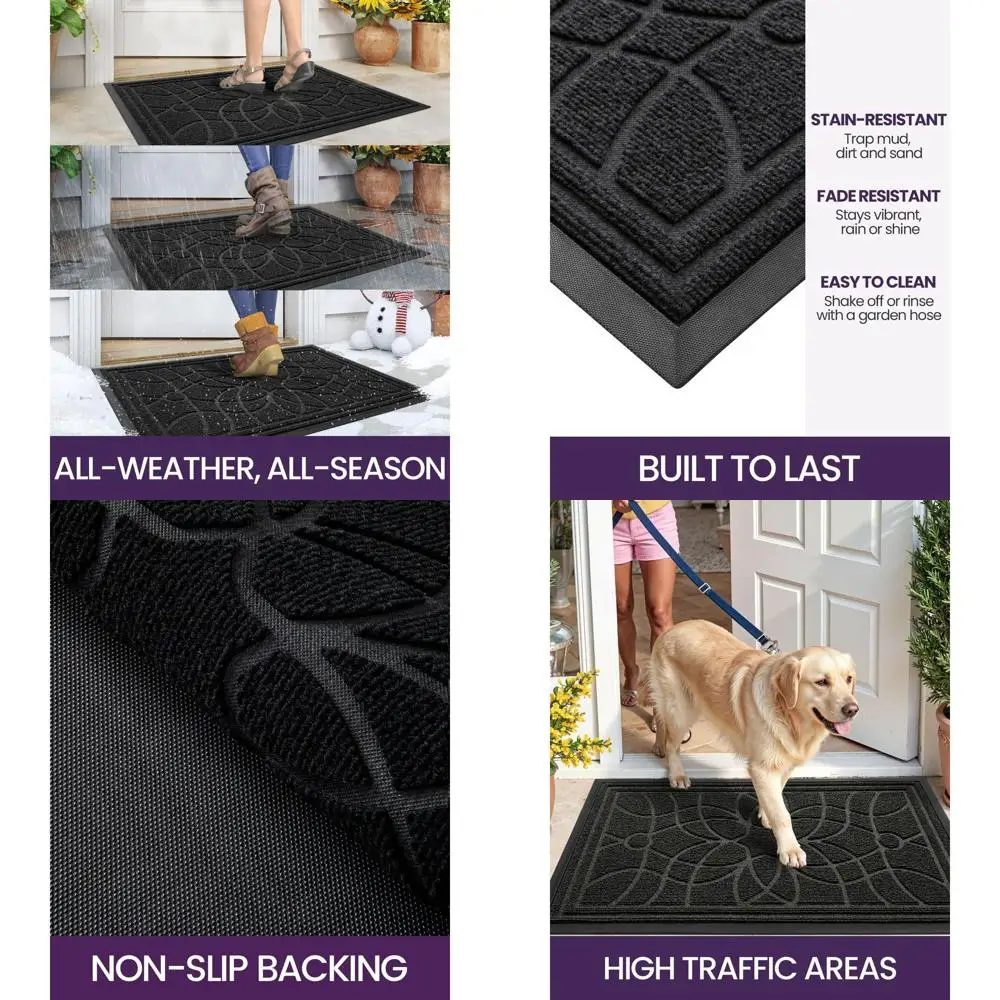 

Durable Non-Slip Outdoor Door Mat, Low Profile, 4x2 Feet, Black, for Entrances and Patios