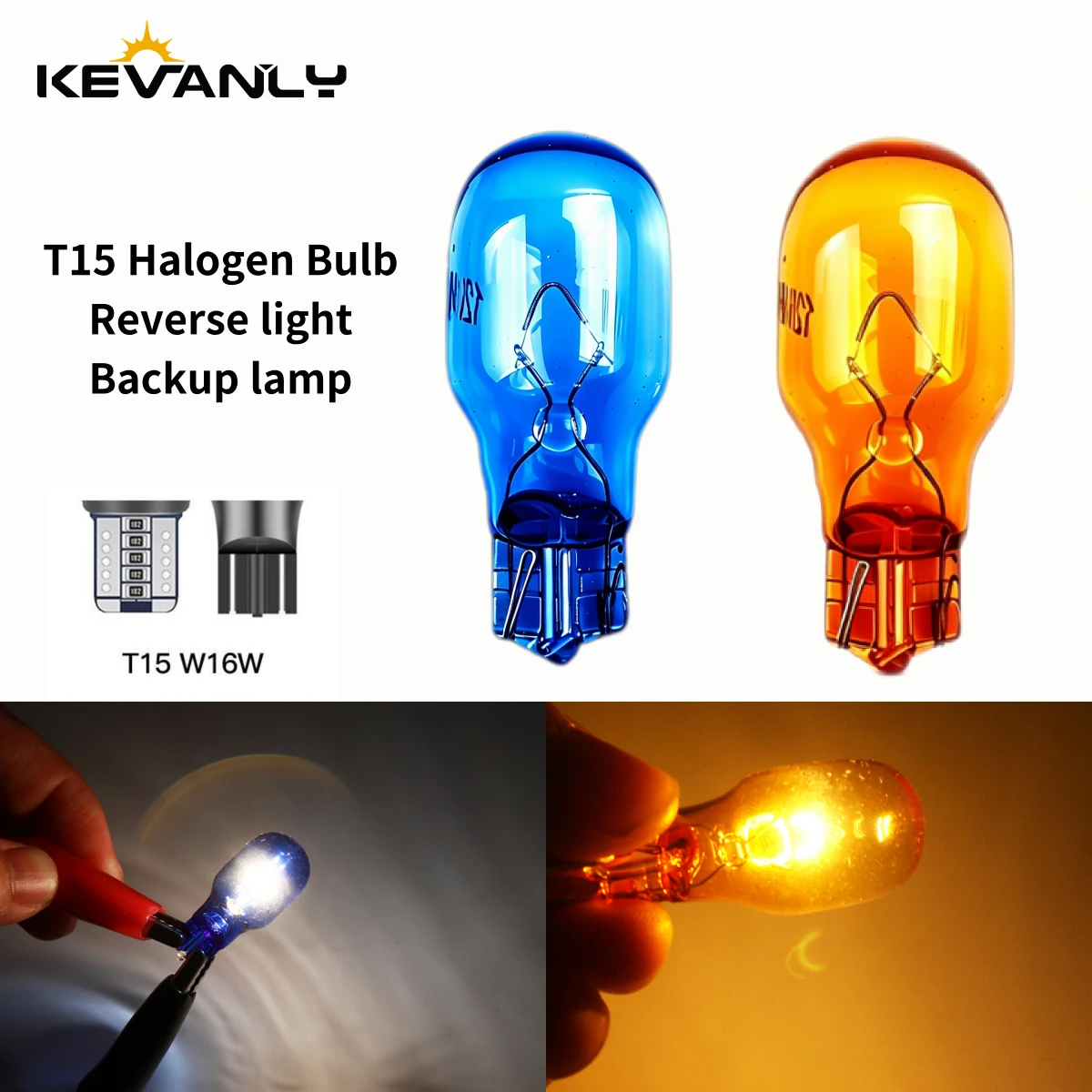 100/200/500pcs Natural white T15 W16W Glass Halogen light Reverse light Backup Lamp 12V Natural Amber Auto signal Parking light