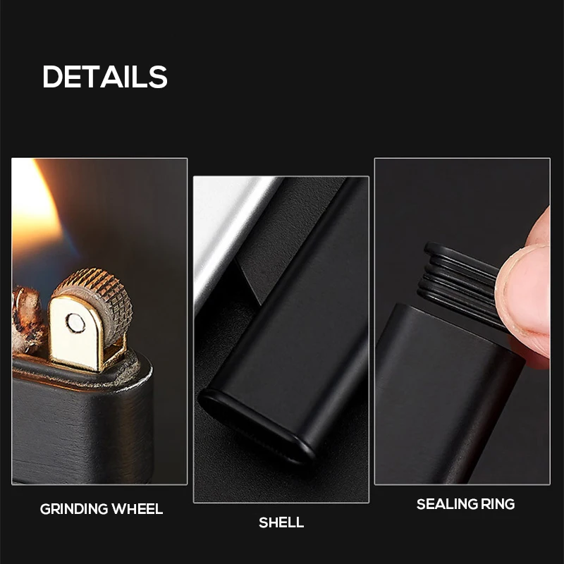 Mini Compact and Easy To Carry Kerosene Lighter Copper Retro Sturdy Refillable Wheel Lighter Smoking Cigarette Gift