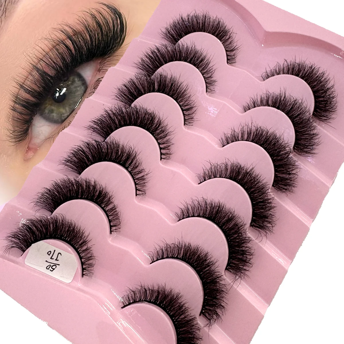 HBZGTLAD 3D Faux Natural Cat Eye Fluffy Soft Cross 7 Pairs of Comic Eyelashes Wispy Natural Eyelash Extension Eyelashes Tools