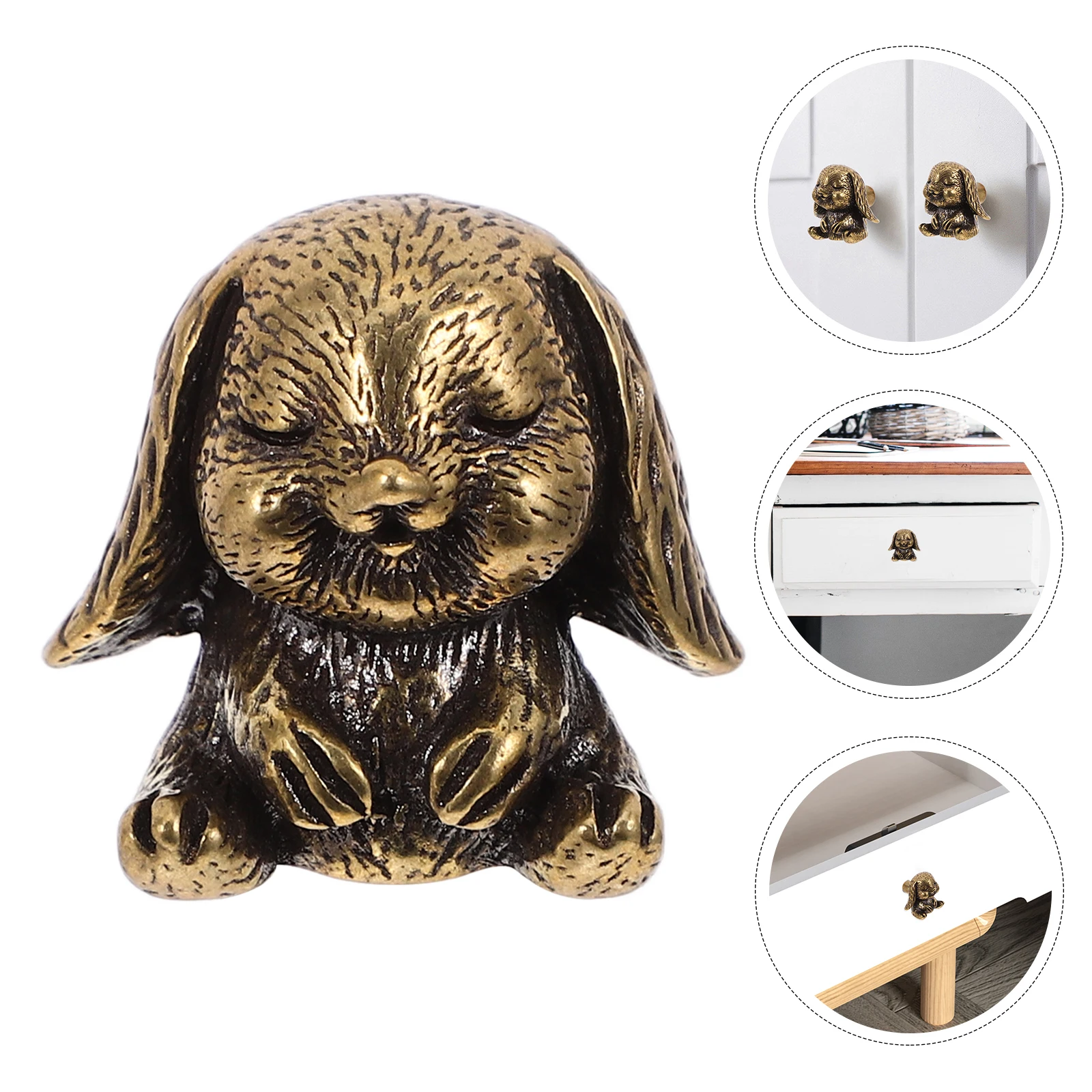 

Drooping Ear Rabbit Cabinet Knob Brass Drawer Pull Handle Small Wardrobe Door Pull Smooth Wear-Resistant Home Decor Accessory