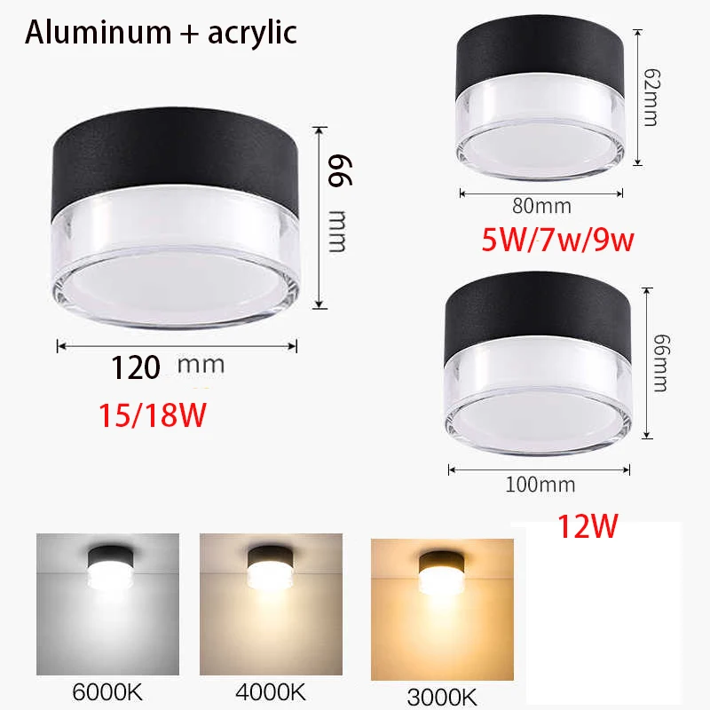 New LED Aluminum Surface-Mounted Downlight For The Entrance Living Room Corridor And Ceiling Light Without a Main Light 5W/18W