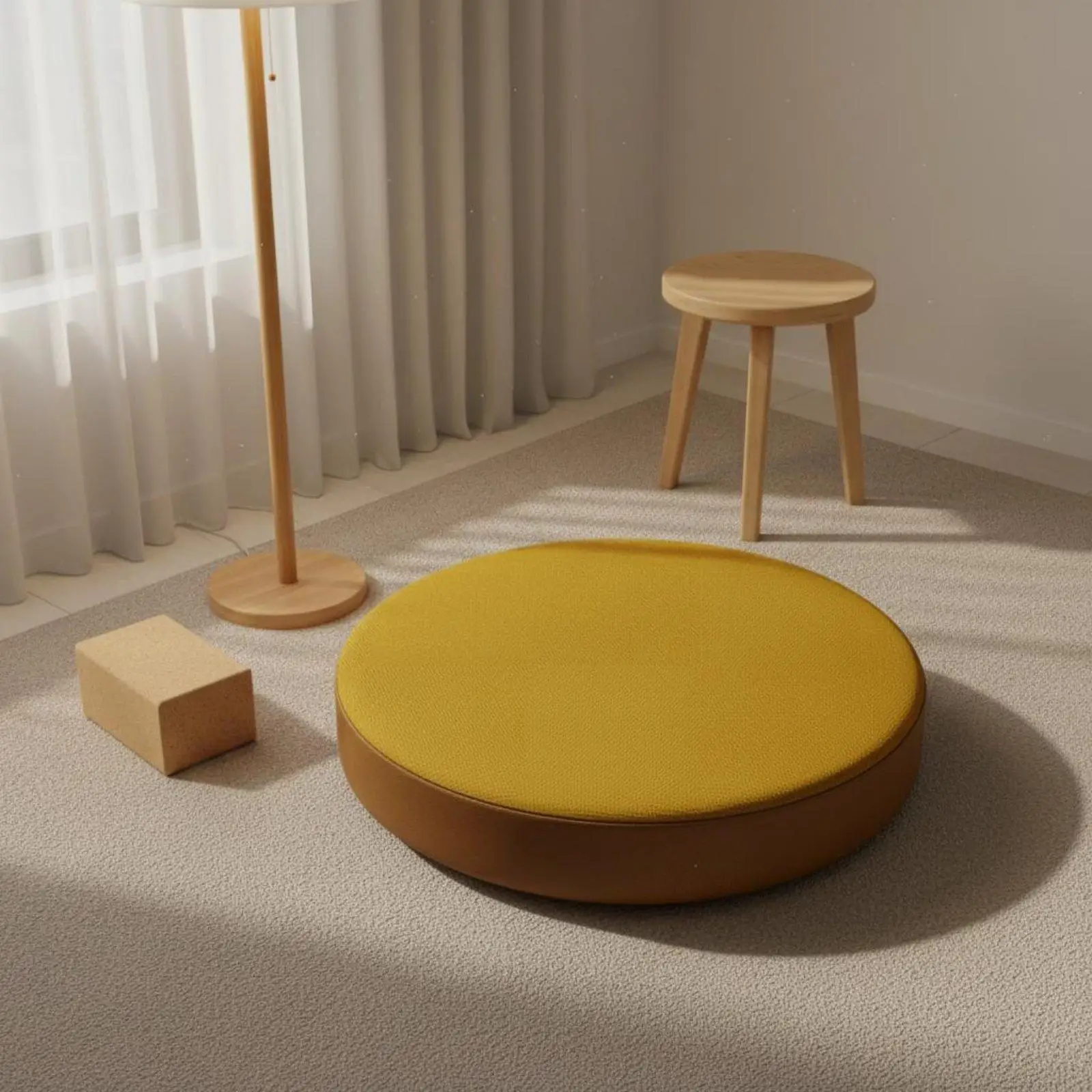 Minimalist Floor Meditation Cushion with Soft Linen Blend Cover and Firm Sponge Insert for Tatami Decor Seating