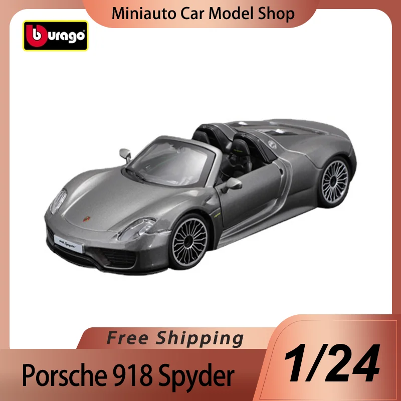 

In Stock Bburago 1:24 Porsche 918 Spyder Alloy Miniature Diecast Model Porsche Convertible Sports Alloy Luxury Vehicle Toys Gift