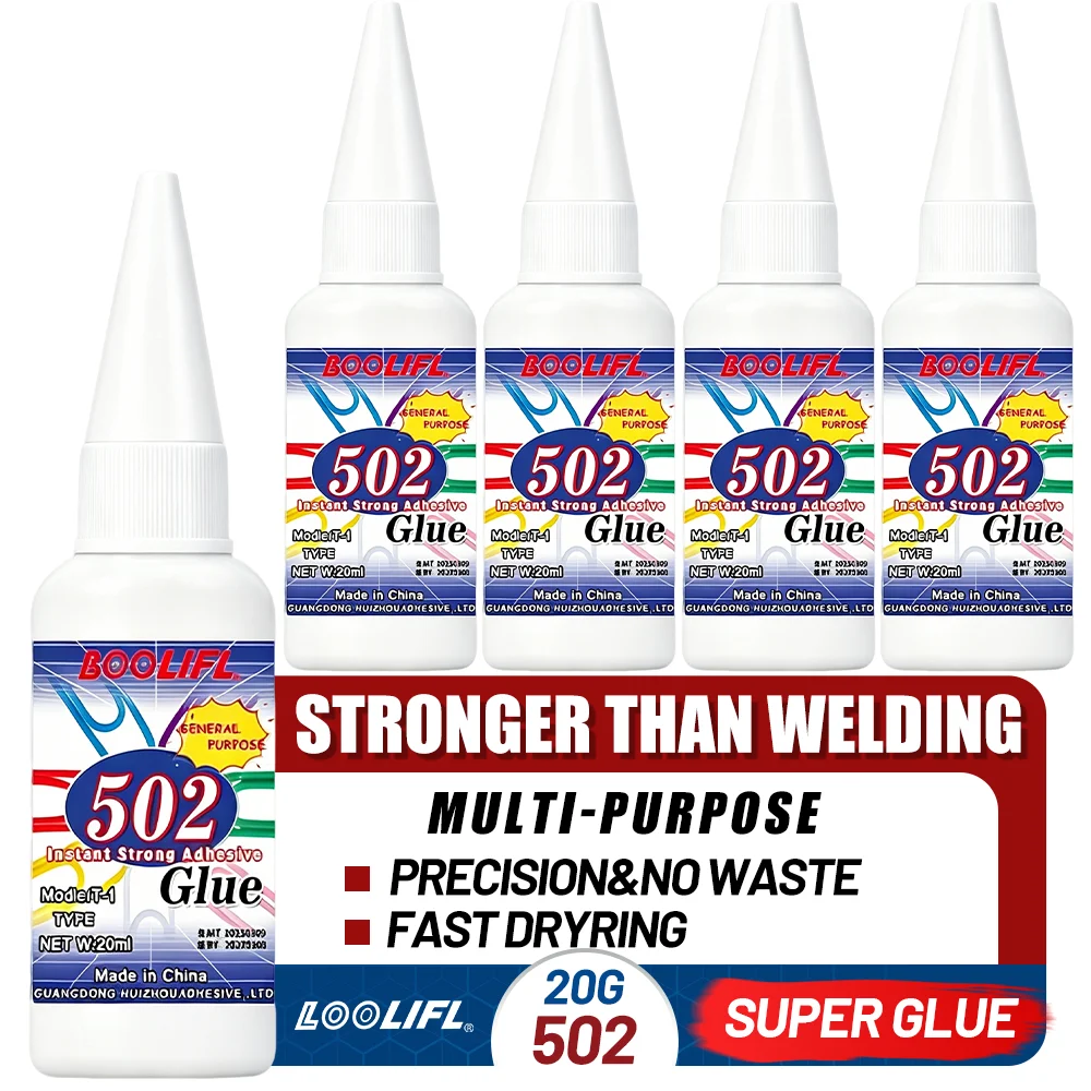 502 super strong quick-drying adhesive, professionally used for daily repair of toy plastics, is white, transparent and odorless