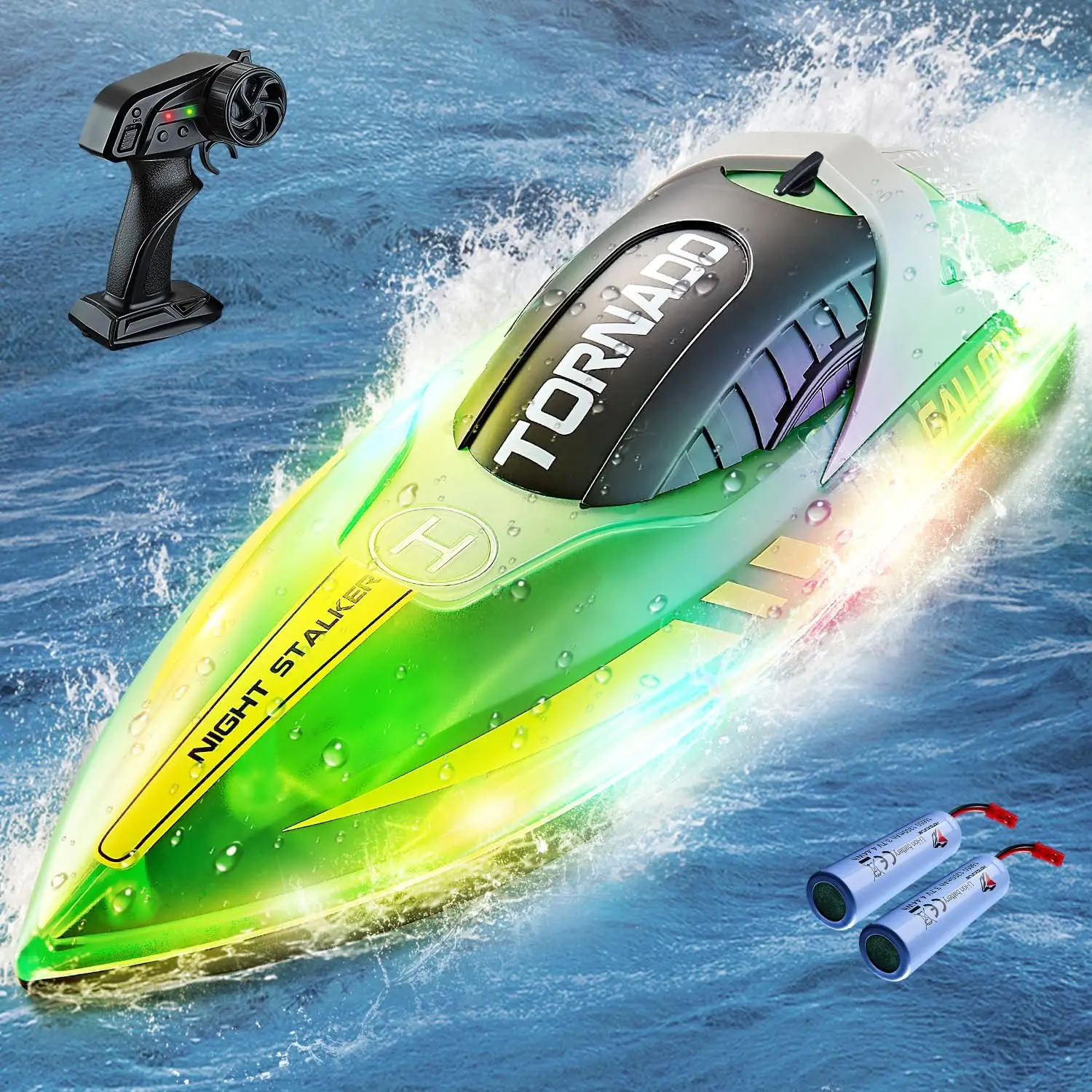 15 km/h schnelles RC-Speedboot mit hellen LED-Lichtern, Ein-Knopf-Rückkehrfunktion und Kipp-Schutz-Design, wasserdichtes ferngesteuertes Rennboot für Erwachsene, für See, Pool, Outdoor-Wassersport,