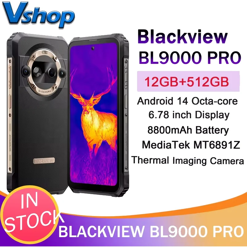 Blackview BL9000 Pro 5G Rugged Smartphone 6.78'' 12GB+512GB 50MP 8800mAh 120W Android 14 MediaTek Dimensity 8020 5G Cellphone